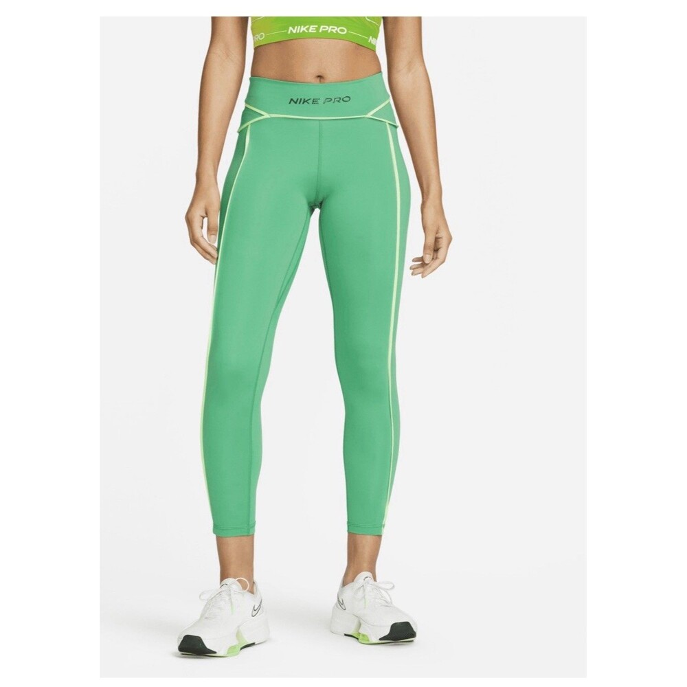 NIKE Pro Mid-Rise 7/8 Training Leggings XL Green NEW‎ Workout Gym Running Train